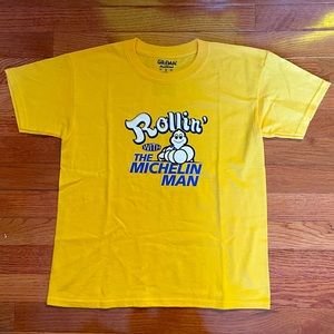 Gildan “Rollin’ with the Michelin Man” T-shirt; Size: Medium Youth